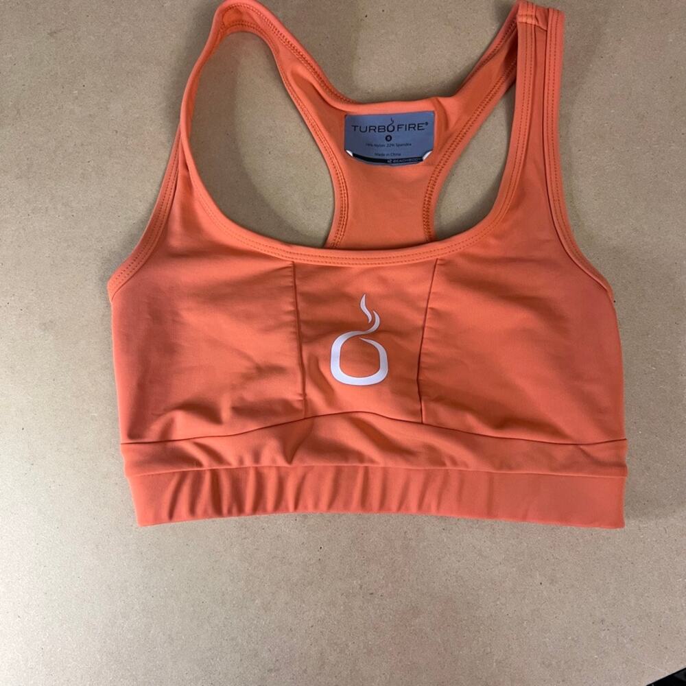 Beach body turbo fire orange sports bra small